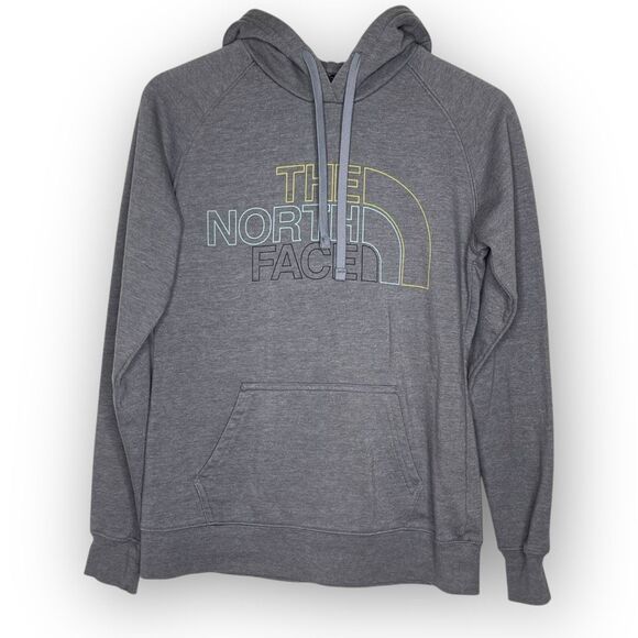 The North Face Gray Lined Spellout Pullover Hoodie Sweatshirt Women’s Small - Picture 2 of 11
